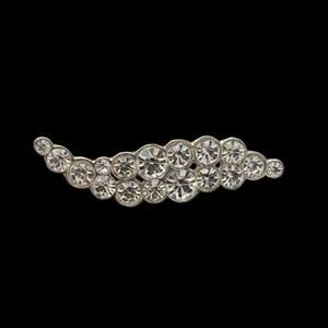 Vintage Clear Rhinestone Studded Silver Toned Leaf Brooch